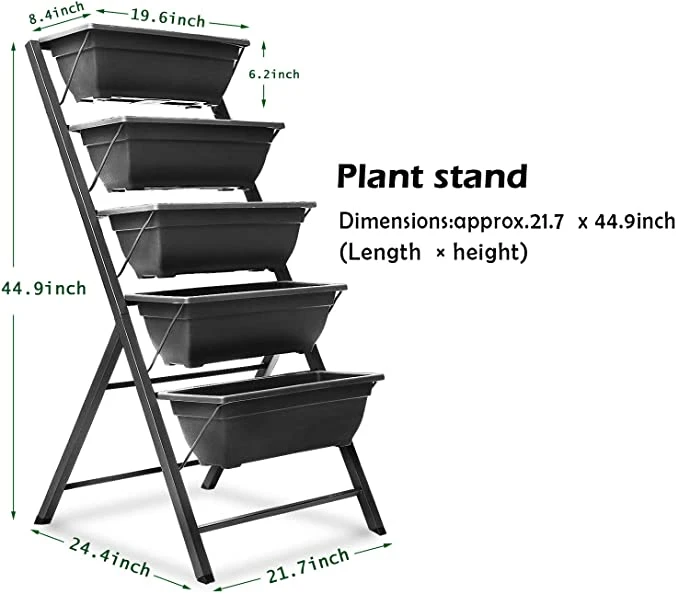 Vertical Herb Garden Planter Box Outdoor Elevated Raised Bed for Vegetables Flower Indoor with Drainage 5 Container