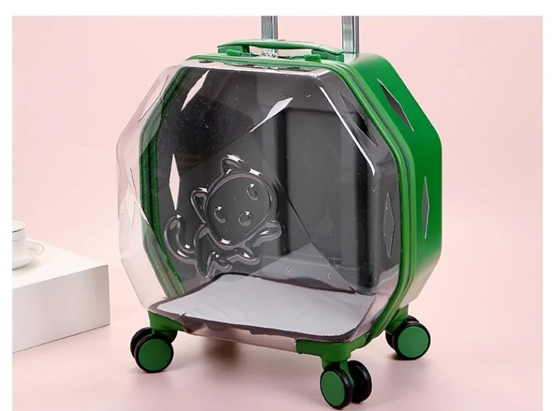 Cat Bag Portable Trolley Case Pet Bag Cat Transparent Pet Breathable Cat Bag out Luggage Space Capsule Trolley Case